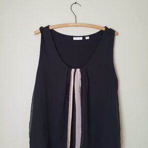 XL Black/Tan Flowy Top - NY & Company